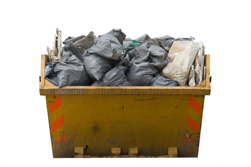 Recycling bins for different materials in East London