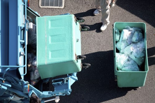 Recycling center processing waste materials