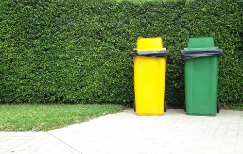 Recycling center in East London with various sorted materials