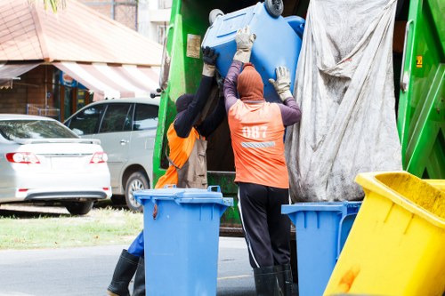 Recycling bins and materials collected in East London